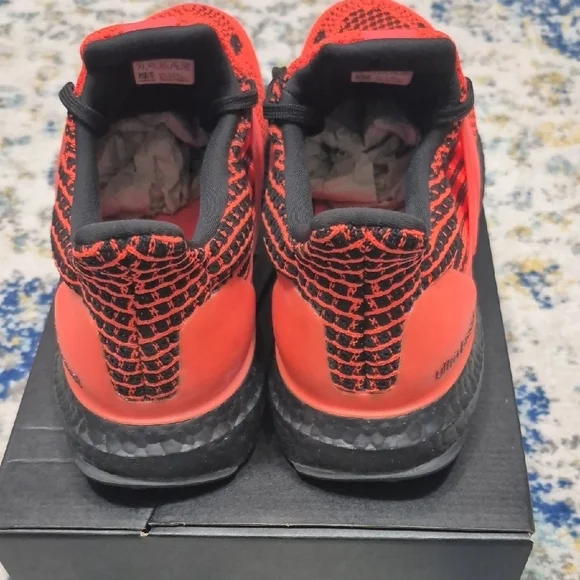 Adidas Mens Bright Red and Black Sneakers - Picture 3 of 6